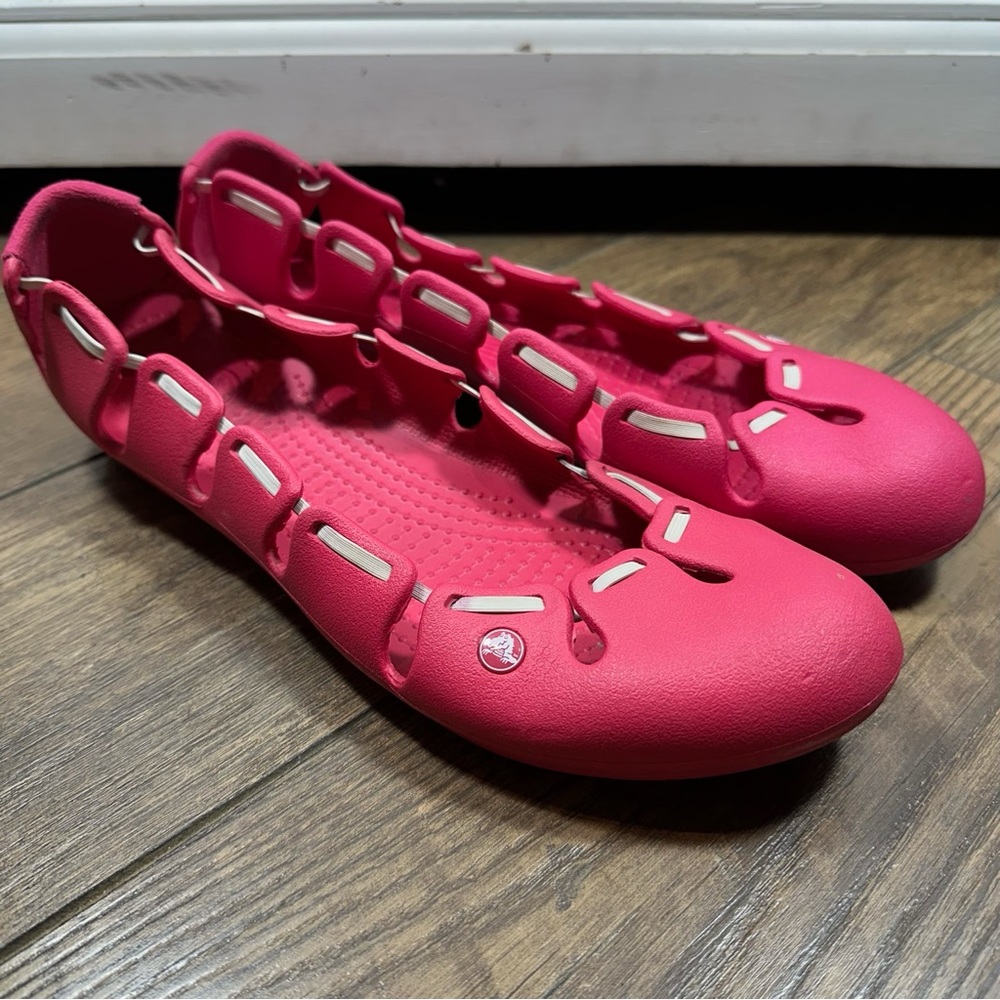 Crocs Women Springi Size 11 Pink Slip On Ballet Flats‎ Comfort Shoe